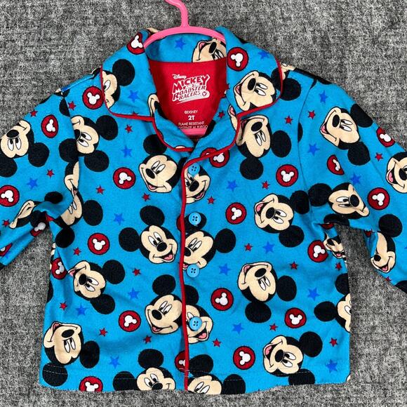 Mickey Mouse Pajama Top Toddler 2T Disney Roadster Racers Flannel Long Sleeve‎ - Picture 3 of 11